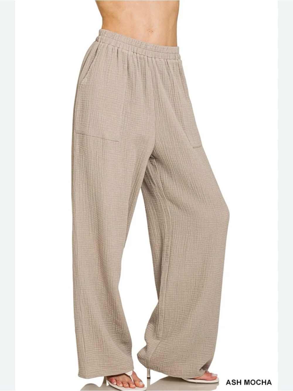 #196 ZENANA  DOUBLE GAUZE PANTS
